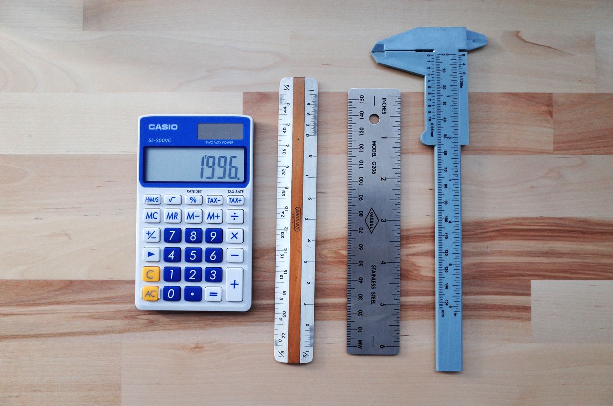 calculator and rulers